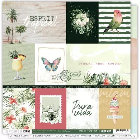 Papier imprim&eacute; - Pura Vida 1 \ Esprit tropical\  - Pura Vida - Ateliers de Karine