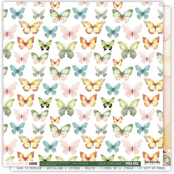 Papier imprim� - Pura Vida 5 \ Jolis papillons\  - Pura Vida - Ateliers de Karine