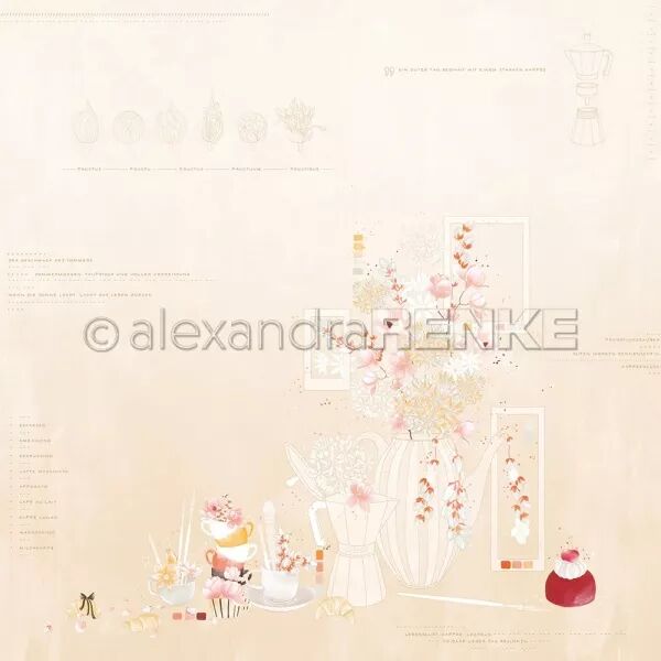 Papier M�lange floral de caf� - Alexandra Renke