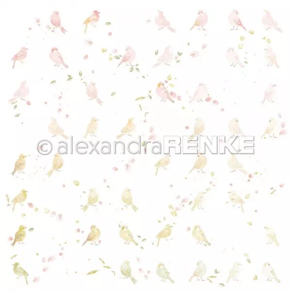 Papier Motif floral et d\'oiseaux - Alexandra Renke