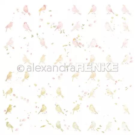 Papier Motif floral et d\'oiseaux - Alexandra Renke