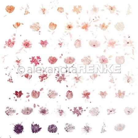 Papier Motif floral r&eacute;p&eacute;t&eacute; - Alexandra Renke