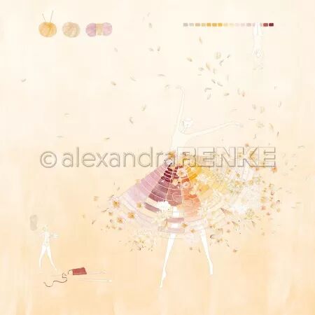Papier Personnage laine &agrave; motif floral Abricot - Alexandra Renke
