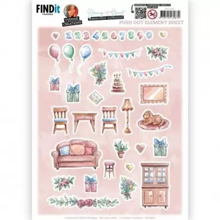 Papier Push Out - 3D - Young at Heart - Small elements