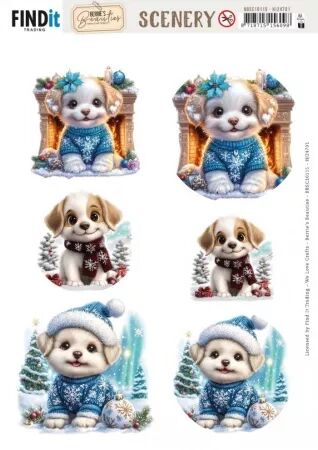 Papier Push out - Berrie\'s Beauties - Chiens de Noël