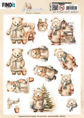 Papier Push out - Cosy Winter - Cosy Bear - Find-It