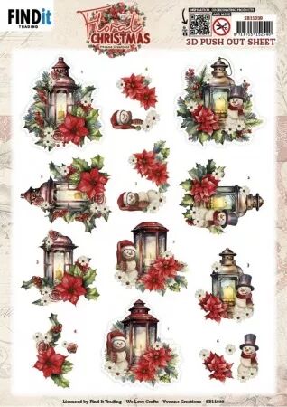 Papier Push out - Floral Christmas