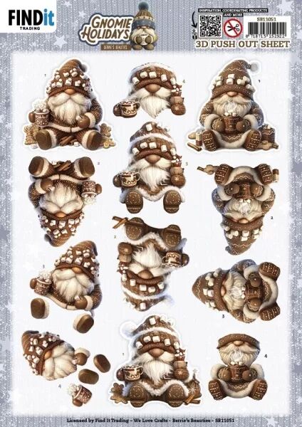 Papier Push out - Gnome Holidays chocolat