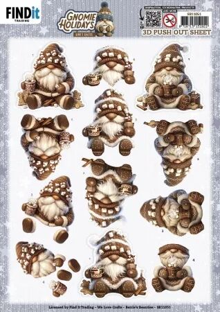 Papier Push out - Gnome Holidays chocolat