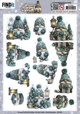 Papier Push out - Gnome Holidays turquoise