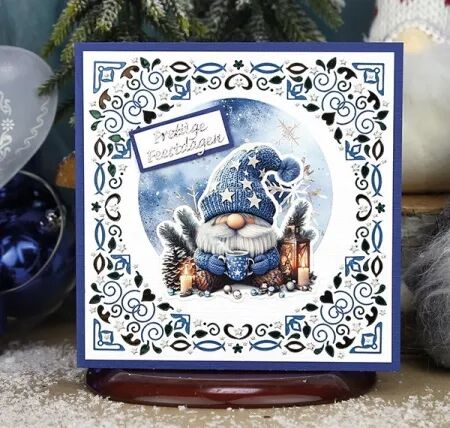 Papier Push out - Gnomie Holidays bleu