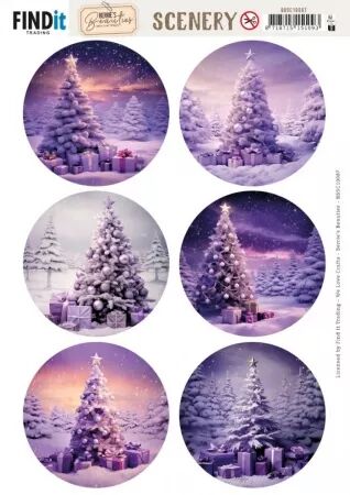 Papier Push out - Pins violets - cercle