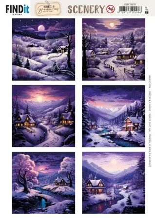 Papier Push out - Village violet - carré