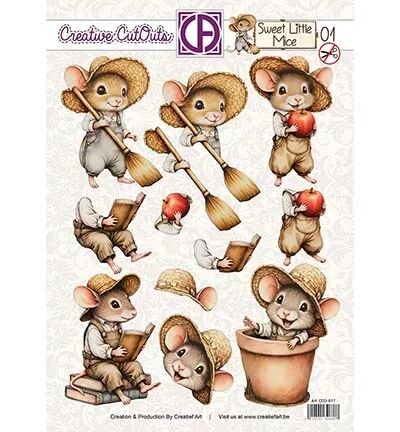 Papier Push out 3D - Sweet Little Mice - 01