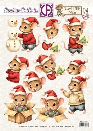 Papier Push out 3D - Sweet Little Mice - Noël - 04