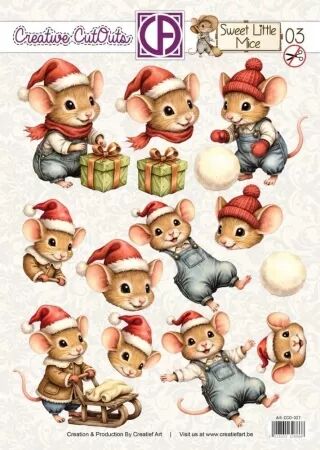 Papier Push out 3D -Sweet Little Mice - Noël - 03