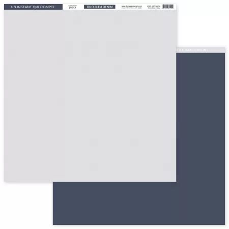 Papier uni Duo - Bleu denim