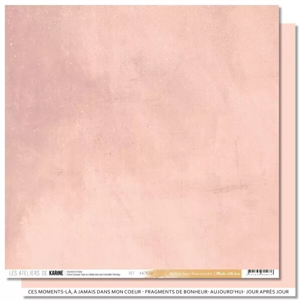Papier Uni Faux-uni - Made with love BTB 10 \'\'Rose poudr�\'\' - collection Made with love - Les ateliers de Karine