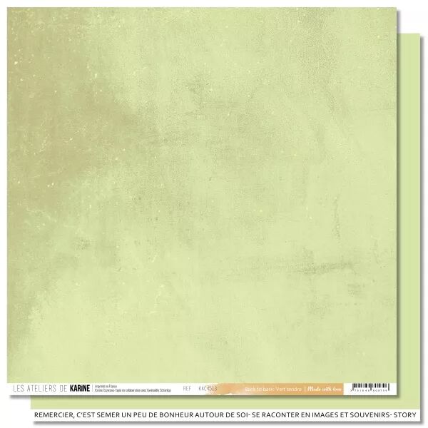 Papier Uni Faux-uni - Made with love BTB 13 \'\'vert tendre\'\' - collection Made with love - Les ateliers de Karine