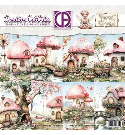 Papiers 20x20 - Forest Fairies - Maisons champignons - Creatief Art