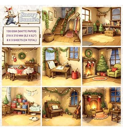 Papiers 20x20 - Snowy bunnies - Creatief Art