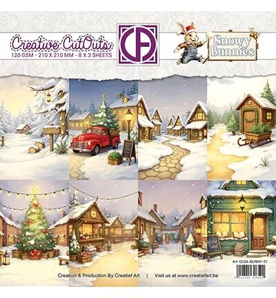 Papiers 20x20 - Snowy bunnies 01 - Creatief Art