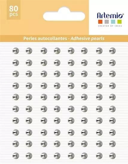 Perles autocollantes - Argent brillant