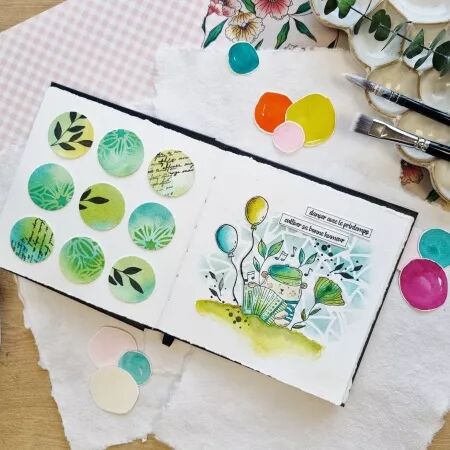 Pochoir - Mon p\'tit jardin - Parapluies - Chou and Flowers