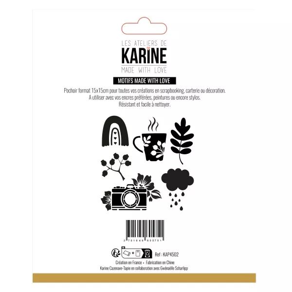 Pochoir - Motifs - Made with Love - collection Made with love - Les ateliers de Karine