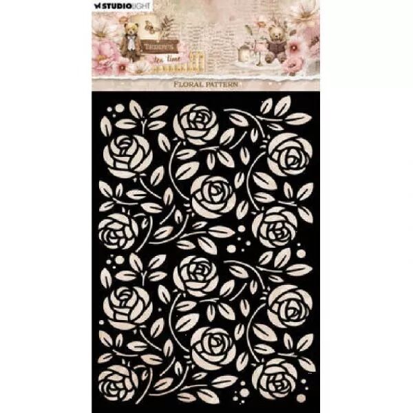Pochoir - Teddy\'s tea time - Floral pattern - Studio Light