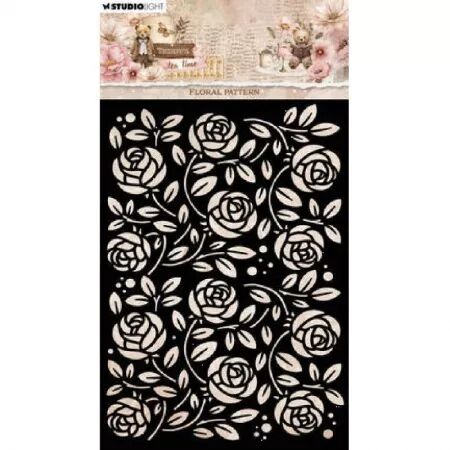 Pochoir - Teddy\'s tea time - Floral pattern - Studio Light