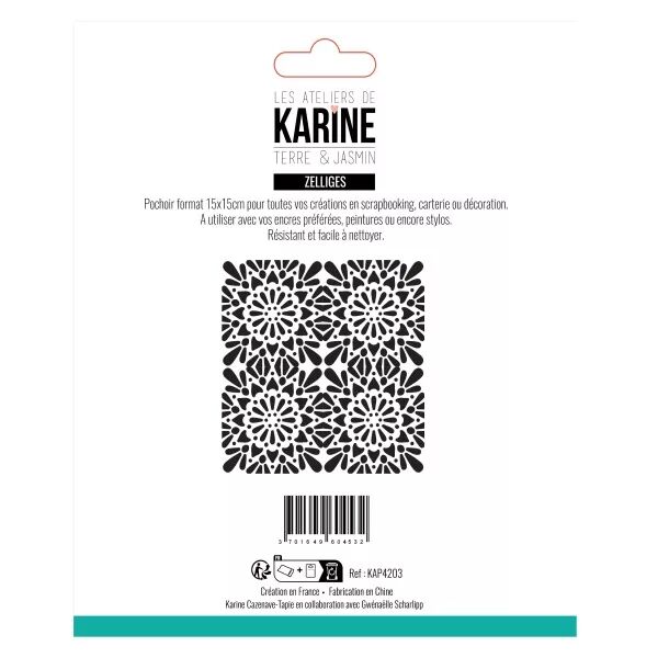 Pochoir - Terre & Jasmin - Zelliges - Les Ateliers de Karine