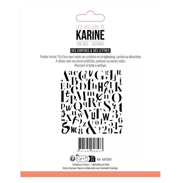 Pochoir - Vintage Journal - Des chiffres et des lettres - Les Ateliers de Karine