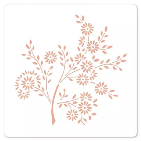 Pochoir 15 x 15 cm BRANCHE FLEURIE - Floril&egrave;ges design