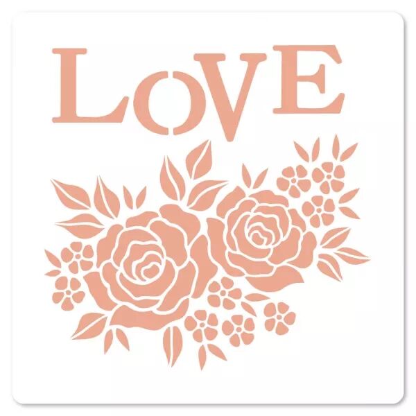 Pochoir 15 x 15 cm ROSES D\'AMOUR - Floril�ges design