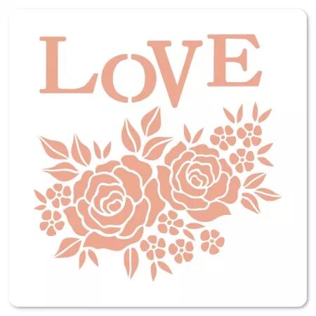 Pochoir 15 x 15 cm ROSES D\'AMOUR - Floril&egrave;ges design