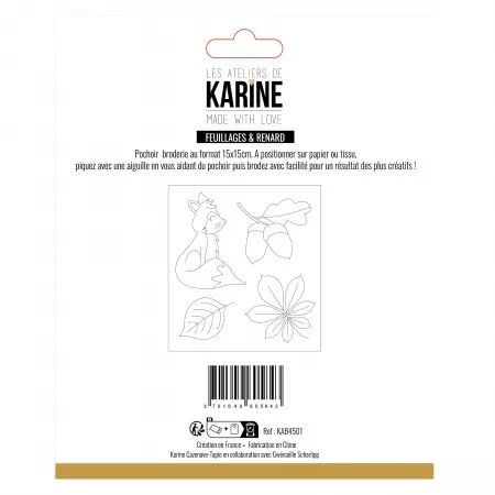 Pochoir Broderie - Feuillages & Renard - Made with Love - collection Made with love - Les ateliers de Karine
