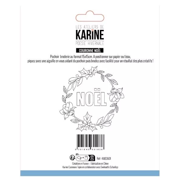 Pochoir broderie - Po�sie Hivernale - Couronne de No�l
