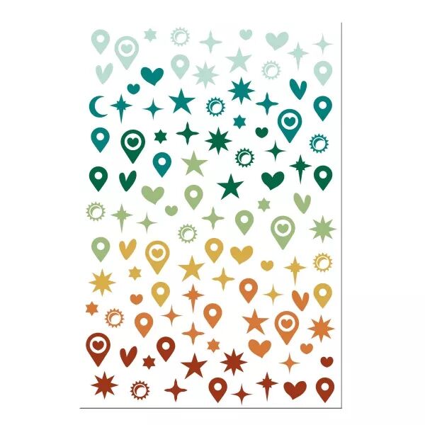 Puffy stickers - Terre & Jasmin - Coeurs & Co - Les Ateliers de Karine