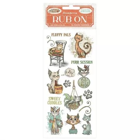 Rub On - Furry Friends - chats - Stamperia