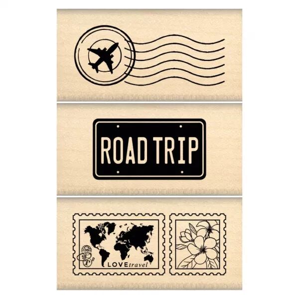 Set 3 tampons bois GLOBE-TROTTER - Horizons - Floril�ges Design