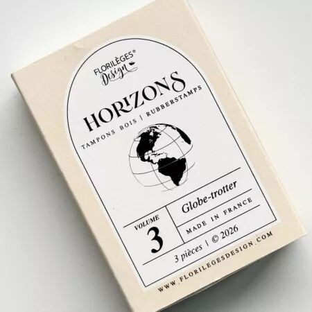 Set 3 tampons bois GLOBE-TROTTER - Horizons - Floril&egrave;ges Design