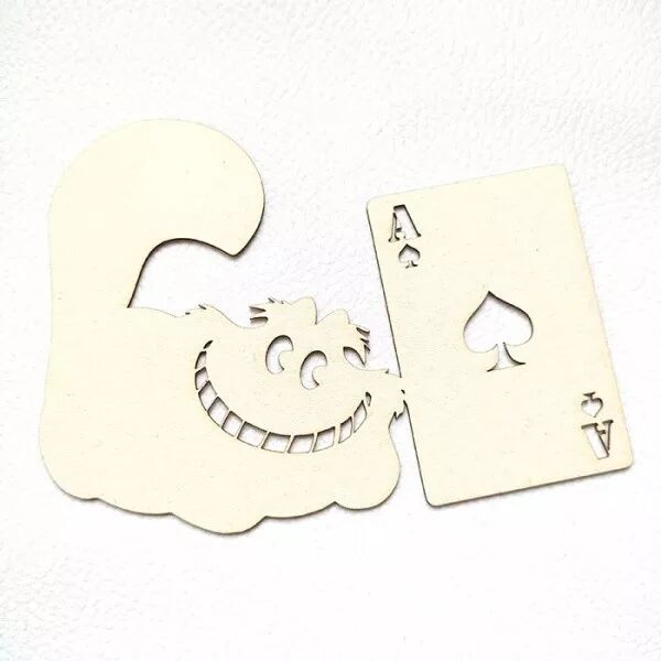 Silhouette en carton - Chat avec carte de jeu - Th�me Alice - Scrapmouset