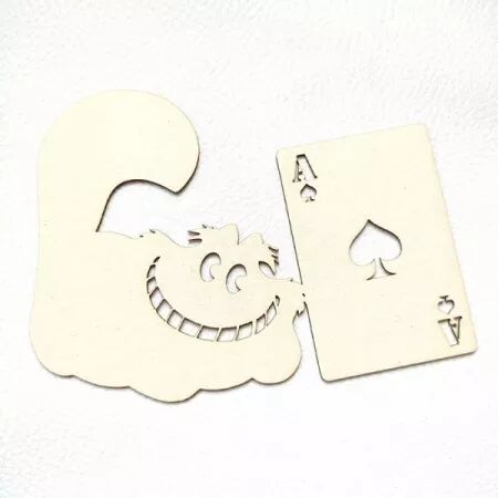 Silhouette en carton - Chat avec carte de jeu - Th&egrave;me Alice - Scrapmouset