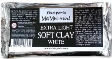 Soft Clay - P&acirc;te &agrave; modeler - 160 g - Blanc - Stamperia