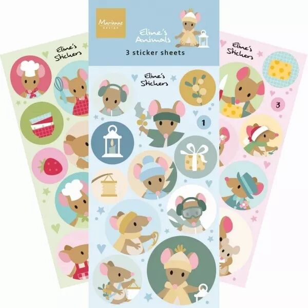 Stickers 3 planches - Eline\'s Mice - Marianne Design