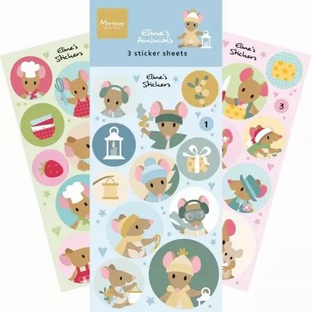 Stickers 3 planches - Eline\'s Mice - Marianne Design