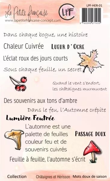 Tampon - Ch�taignes et H�risson - Mots doux de saison - La Petite Fran�aise