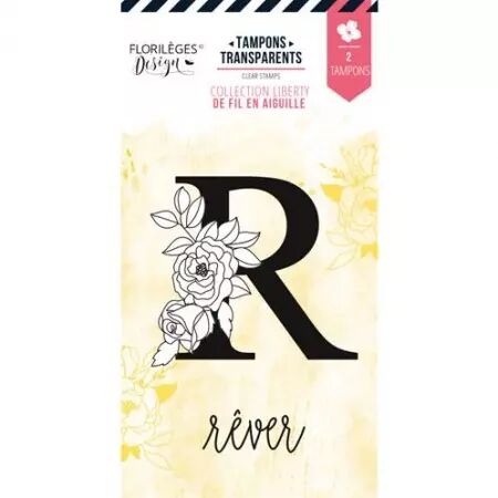 Tampon - De fil en aiguille - Lettre R fleurie - rêver