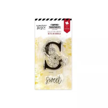 Tampon - De fil en aiguille - Lettre S fleurie - Sweet